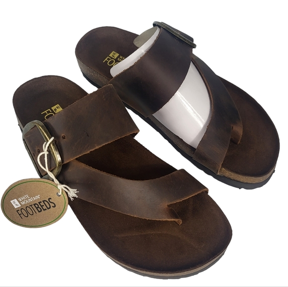 White Mountain Harley Footbed Sandals Brown Leather 6 - Picture 7 of 8